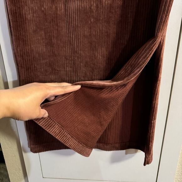 Free People Helen Ribbed Tube Midi Skirt Brown Size Medium Elastic Waist - Picture 5 of 8